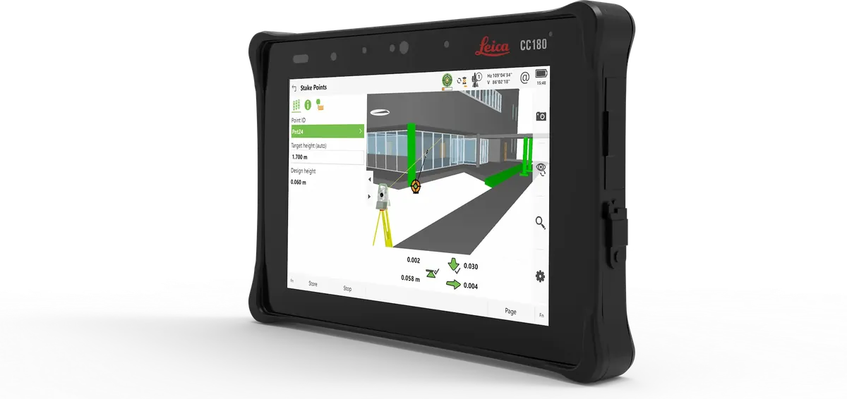 Leica CC180 feltnettbrett med Captivate utsetting i 3D på skjermen
